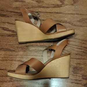Madewell Drea leather platform wedge sandals 9